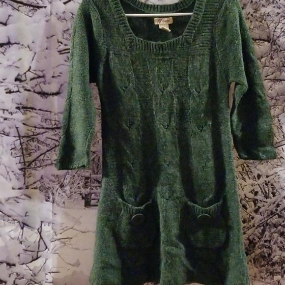 Size M Green Sweater Dress with pockets - Picture 1 of 5